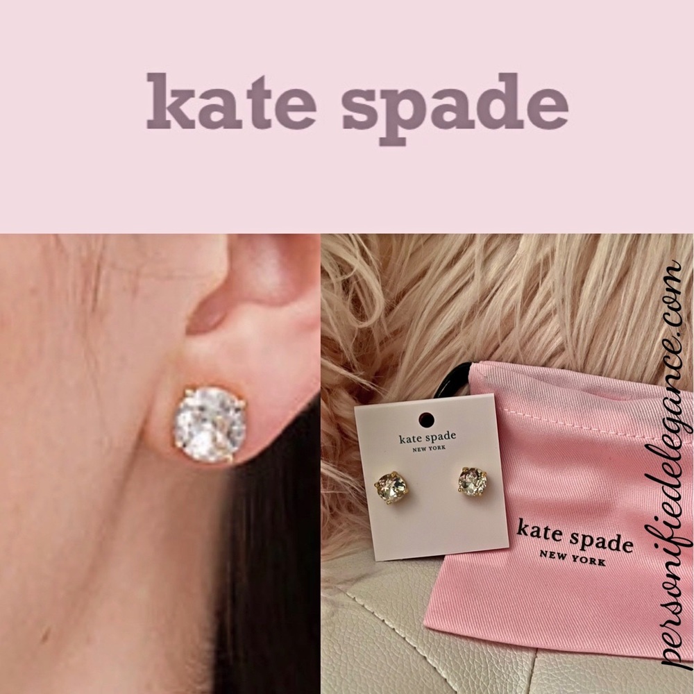 Kate Spade Clear Gold Plated Gumdrop Crystal Stud Earrings O/S - Picture 1 of 9